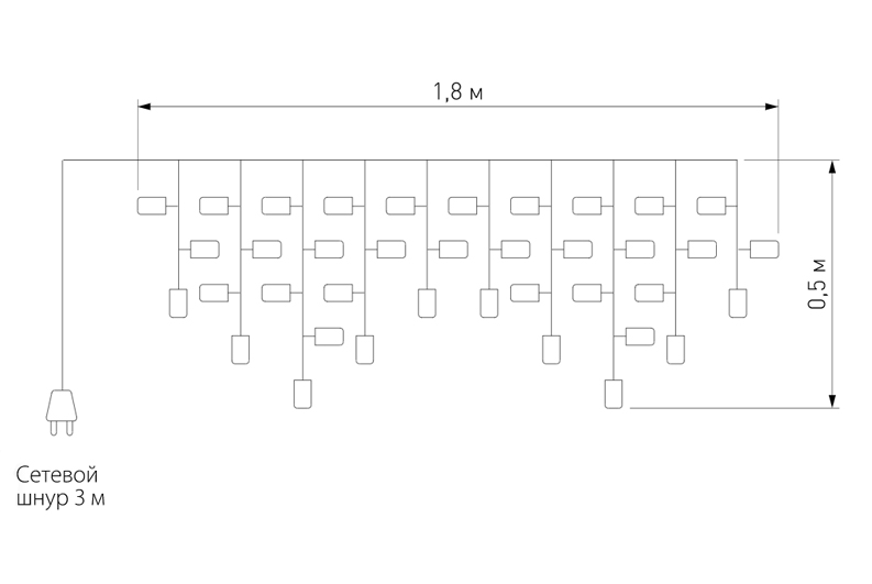 Гирлянда Бахрома с Цветными светодиодами в Барнауле