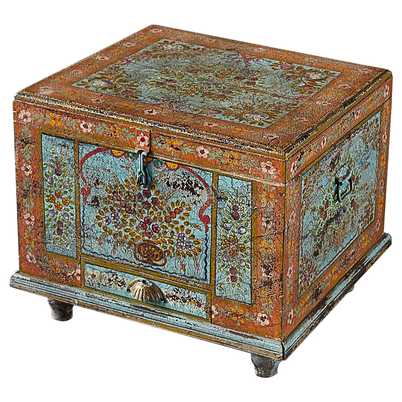 Сундук ручная роспись Harsh Antique Indian Painted Chest Мульти Бирюзовый Оранжевый Сундук ручная роспись Harsh Antique Indian Painted Chest Мульти Бирюзовый Оранжевый в Барнауле | Loft Concept