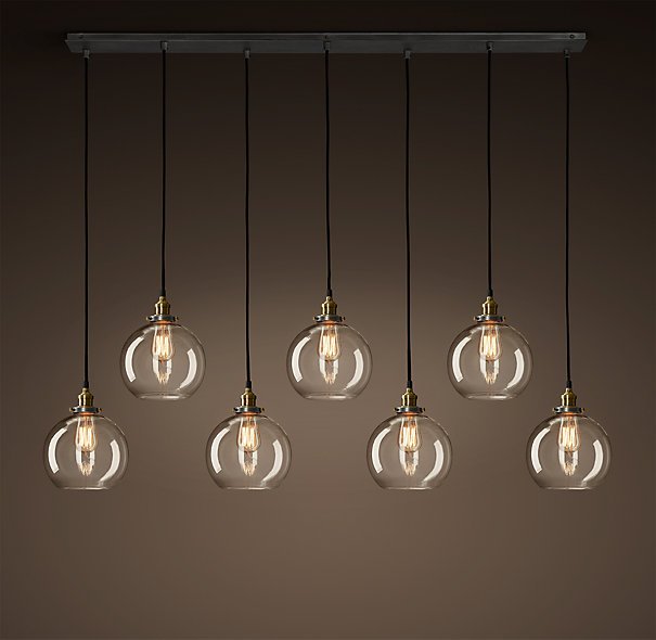 Подвесной светильник Loft Clear Glass Sphere Cloche 7 Черный в Барнауле | Loft Concept 