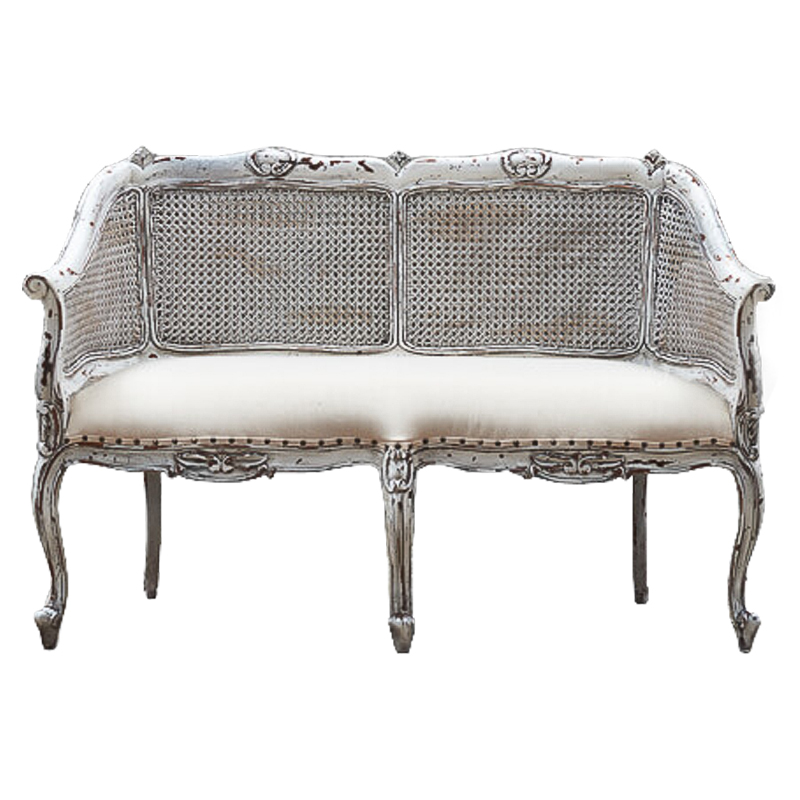 Диван Maria Antoinette Wicker Sofa Бежевый Белый винтажная патина Диван Maria Antoinette Wicker Sofa Бежевый Белый винтажная патина в Барнауле | Loft Concept