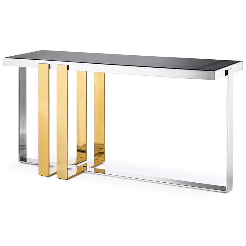 Консоль Eichholtz Console Table Belgo Золотой Серебряный Стекло Смок в Барнауле | Loft Concept 