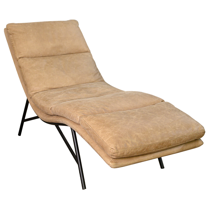 Кушетка Aimeric Leather Chaise Longue Бежевый Черный Кушетка Aimeric Leather Chaise Longue Бежевый Черный в Барнауле | Loft Concept