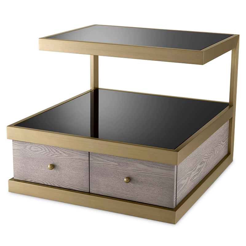 Приставной стол Eichholtz Side Table Kuboa Латунь Черный Gray oak Серый Дуб Приставной стол Eichholtz Side Table Kuboa Латунь Черный Gray oak Серый Дуб в Барнауле | Loft Concept