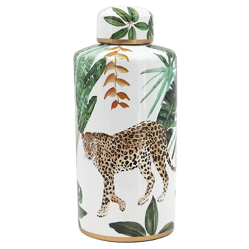 Ваза фарфоровая с ручной росписью Leopard Collection Белый Мульти Ваза фарфоровая с ручной росписью Leopard Collection Белый Мульти в Барнауле | Loft Concept