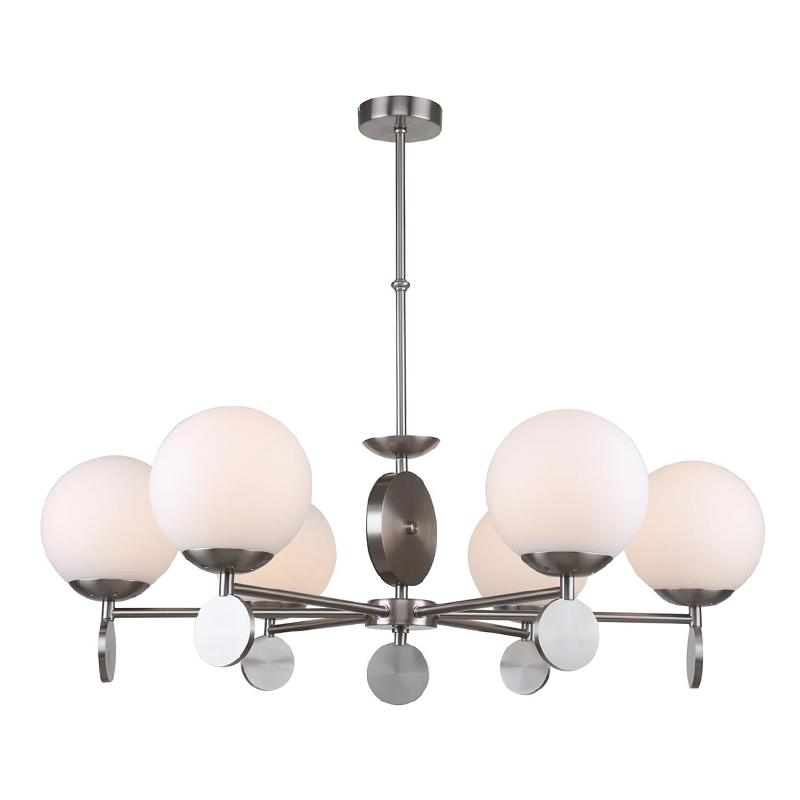 Люстра Kyran Nickel Chandelier 6 Никель Белый Люстра Kyran Nickel Chandelier 6 Никель Белый в Барнауле | Loft Concept