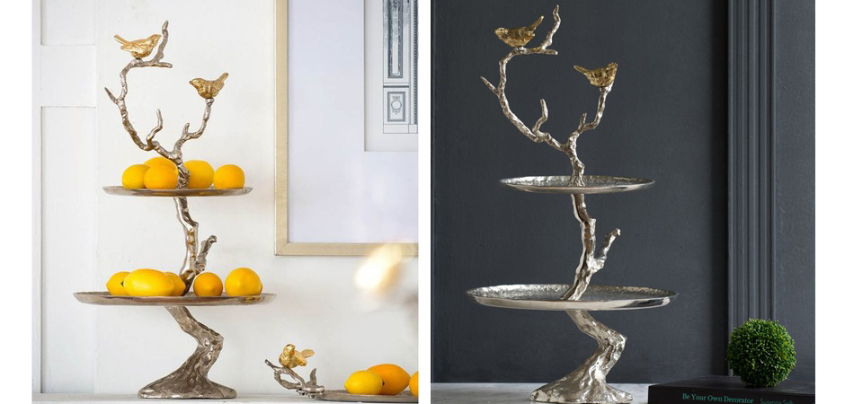 Блюдо двухъярусное Birds on Branches silver Блюдо двухъярусное Birds on Branches silver - Loft-Concept в Барнауле