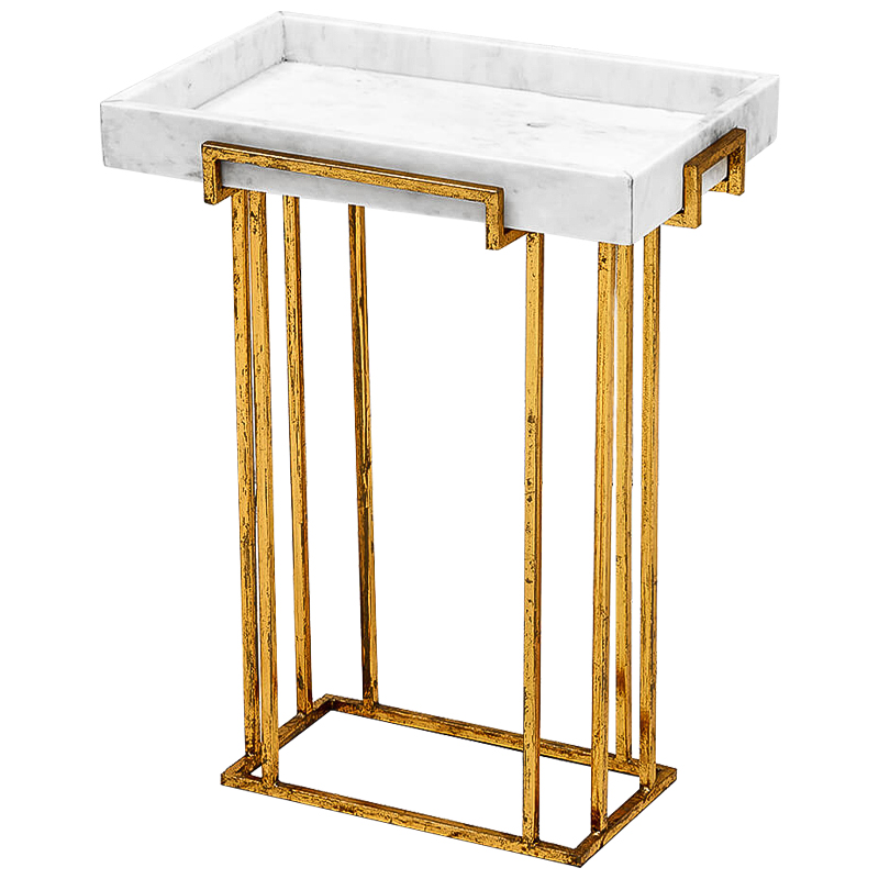 Приставной стол Eos Side Table Белый Винтажное Светлое Золото Приставной стол Eos Side Table Белый Винтажное Светлое Золото в Барнауле | Loft Concept