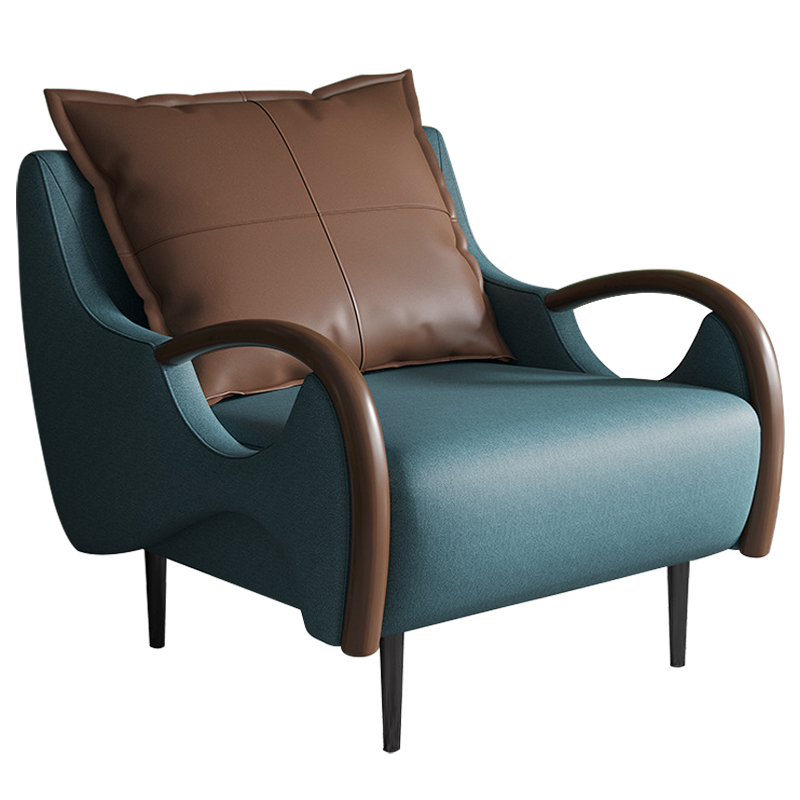 Кресло Oliwier Blue Armchair Синий Коричневый Кресло Oliwier Blue Armchair Синий Коричневый в Барнауле | Loft Concept