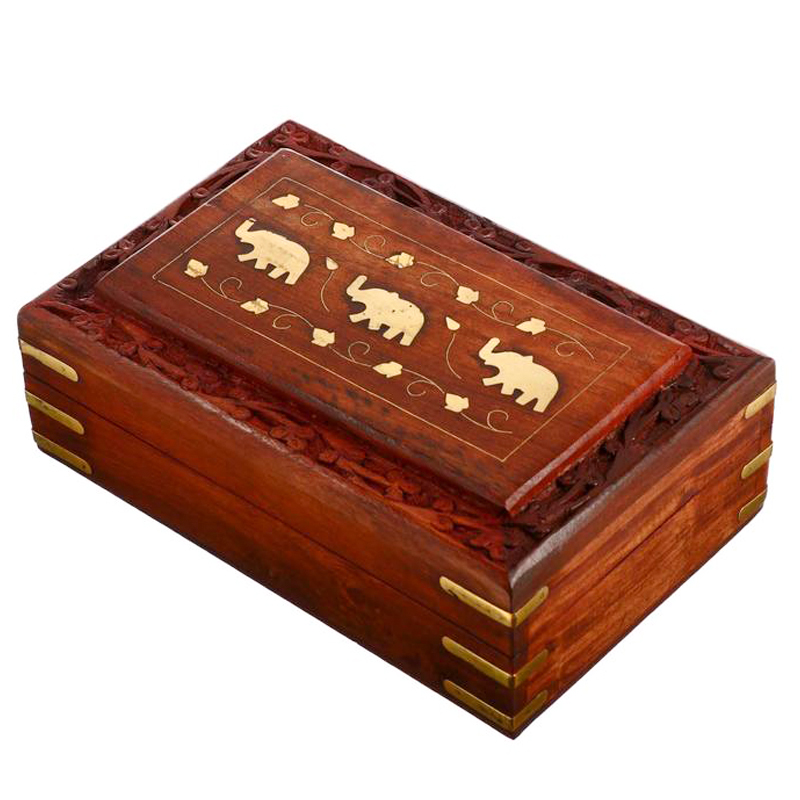 Шкатулка Three Elephants Indian Inlay Box Коричневый Латунь Шкатулка Three Elephants Indian Inlay Box Коричневый Латунь в Барнауле | Loft Concept
