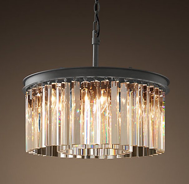 Люстра RH Rhys Clear Glass Prism Round Chandelier 40 Черный Люстра RH Rhys Clear Glass Prism Round Chandelier 40 Черный в Барнауле | Loft Concept
