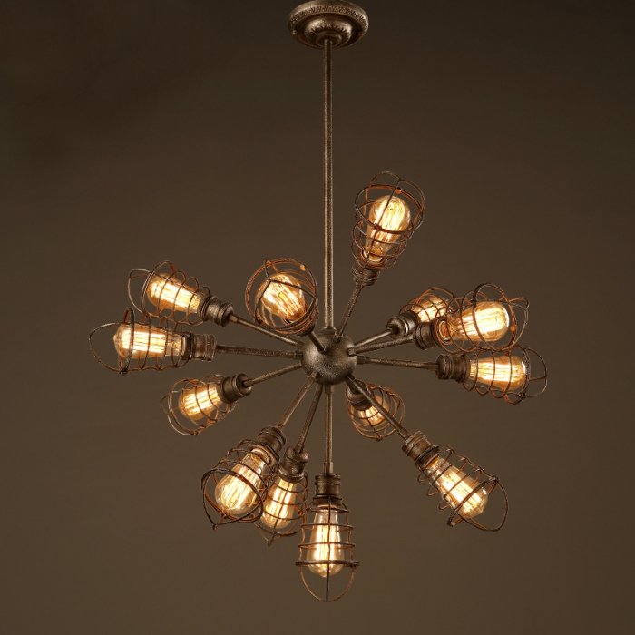 Люстра Loft Industrial Sputnik 13 Retro Коричневый винтаж Люстра Loft Industrial Sputnik 13 Retro Коричневый винтаж в Барнауле | Loft Concept