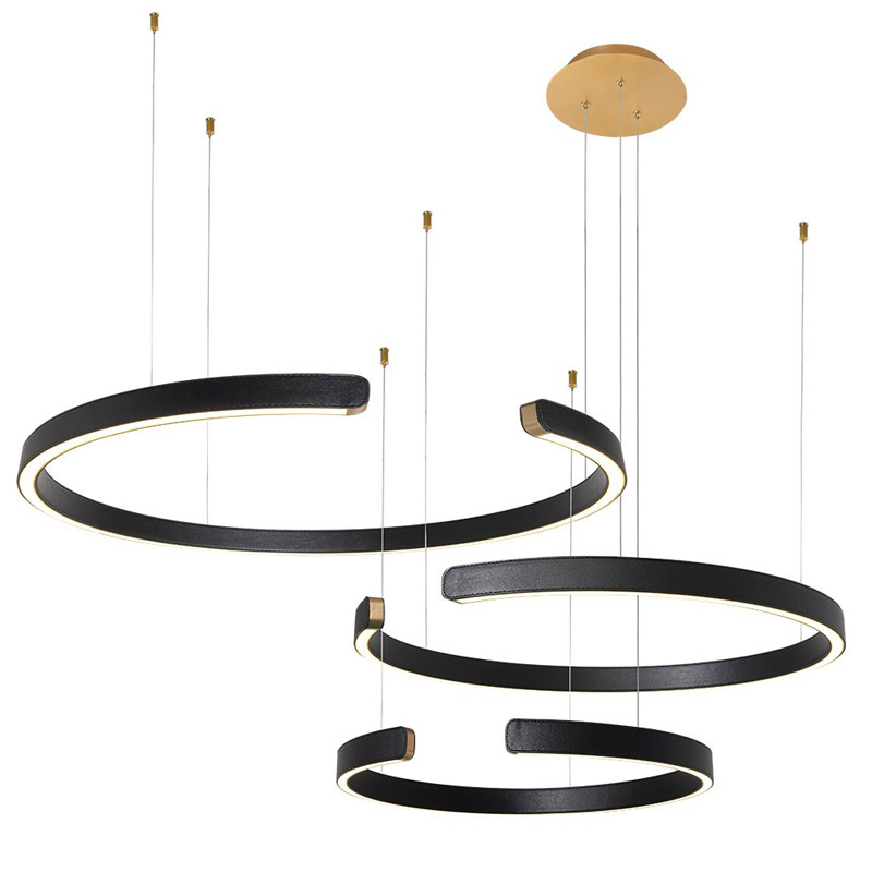 Люстра Half Ring 3 black leather Черный Золотой Люстра Half Ring 3 black leather Черный Золотой в Барнауле | Loft Concept