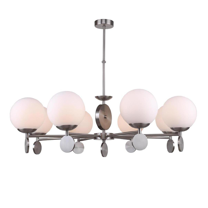Люстра Kyran Nickel Chandelier 8 Никель Белый Люстра Kyran Nickel Chandelier 8 Никель Белый в Барнауле | Loft Concept