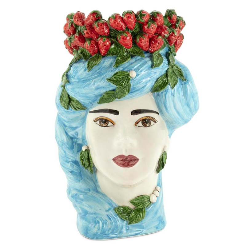 Ваза VASE STRAWBERRIES HEAD LADY BIG Blue Красный Голубой Ваза VASE STRAWBERRIES HEAD LADY BIG Blue Красный Голубой в Барнауле | Loft Concept