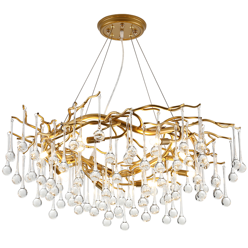 Люстра Droplet Chandelier 80 Золотой Прозрачное Стекло Люстра Droplet Chandelier 80 Золотой Прозрачное Стекло в Барнауле | Loft Concept