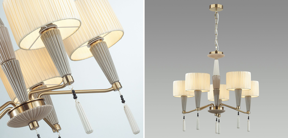 Люстра с тканевыми абажурами Nude Color Люстра с тканевыми абажурами Nude Color - Loft-Concept в Барнауле