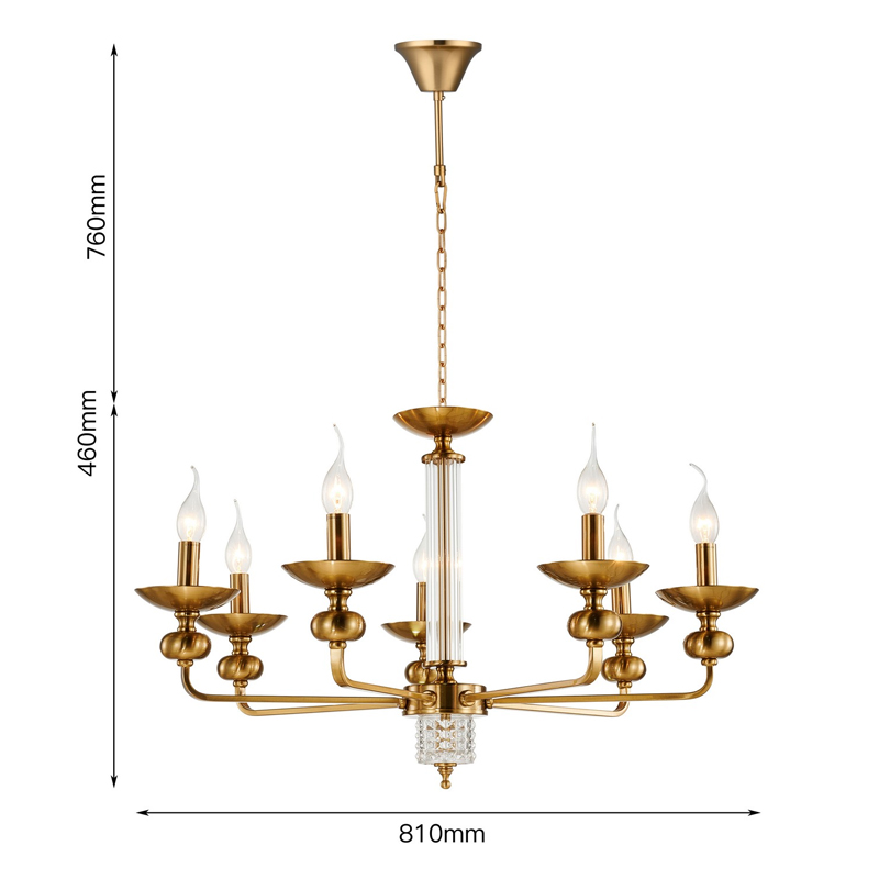 Люстра бронзового цвета со стеклянным декором Candelabrum D75 см Люстра бронзового цвета со стеклянным декором Candelabrum D75 см в Барнауле
