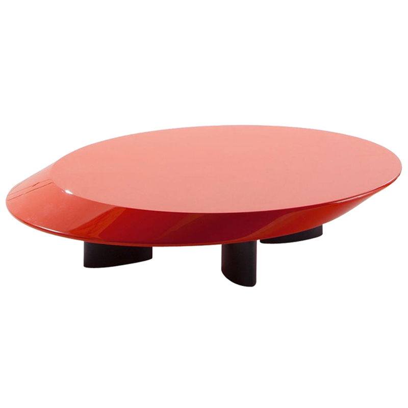 Кофейный стол Ellipse Red Glossy Coffee Table Красный Черный в Барнауле | Loft Concept 