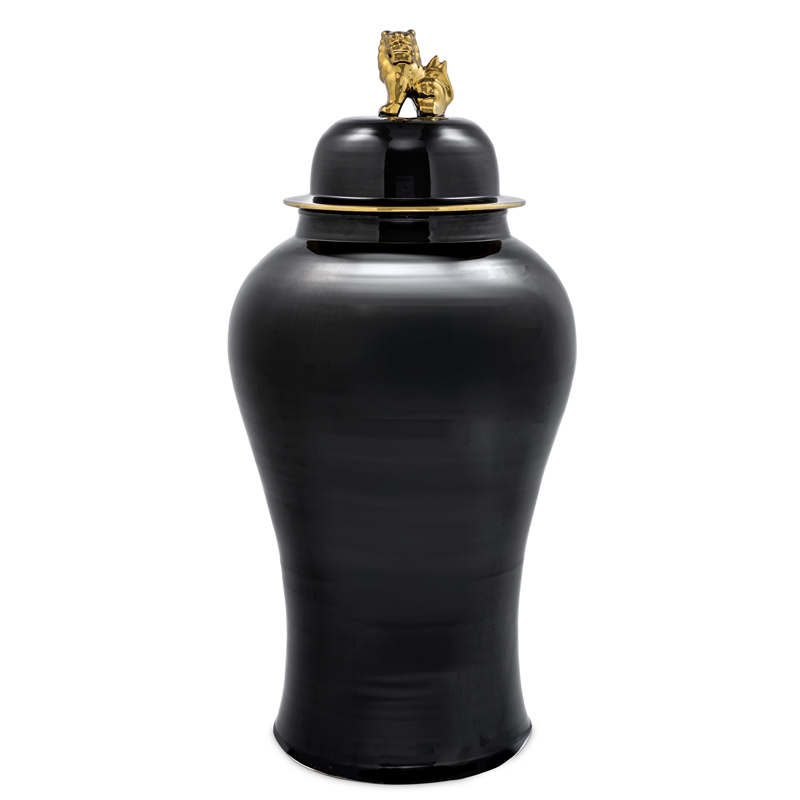 Ваза с крышкой Eichholtz Vase Golden Dragon L Черный Глянцевое золото Ваза с крышкой Eichholtz Vase Golden Dragon L Черный Глянцевое золото в Барнауле | Loft Concept