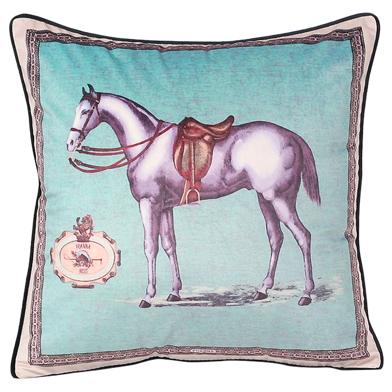 Декоративная подушка Hermes Horse 15 Бирюзовый Мульти Декоративная подушка Hermes Horse 15 Бирюзовый Мульти в Барнауле | Loft Concept