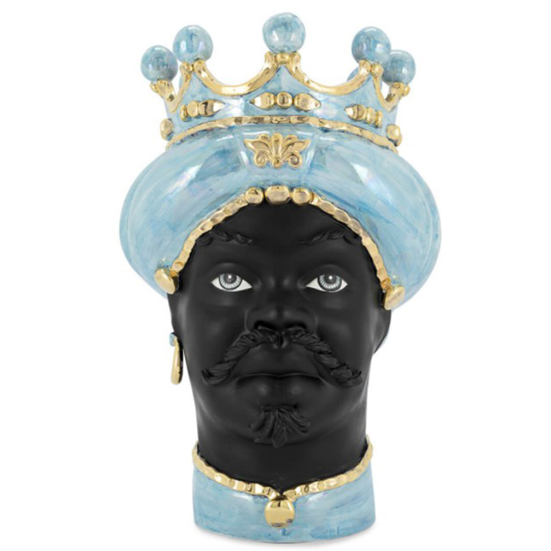 Ваза VASE MORO MAN MED. MOP blue Черный Светло-голубой Золотой Ваза VASE MORO MAN MED. MOP blue Черный Светло-голубой Золотой в Барнауле | Loft Concept