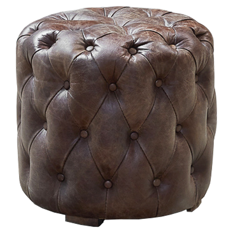 Пуф Loft Leather Buttons Коричневый в Барнауле | Loft Concept 