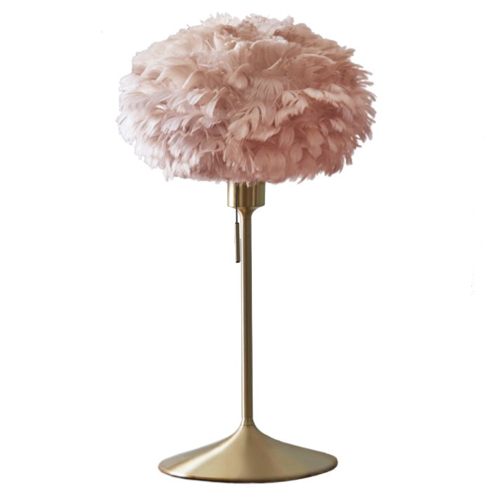 Настольная лампа из перьев Plumage Pink Розовый пастельный Белый Латунь Настольная лампа из перьев Plumage Pink Розовый пастельный Белый Латунь в Барнауле | Loft Concept