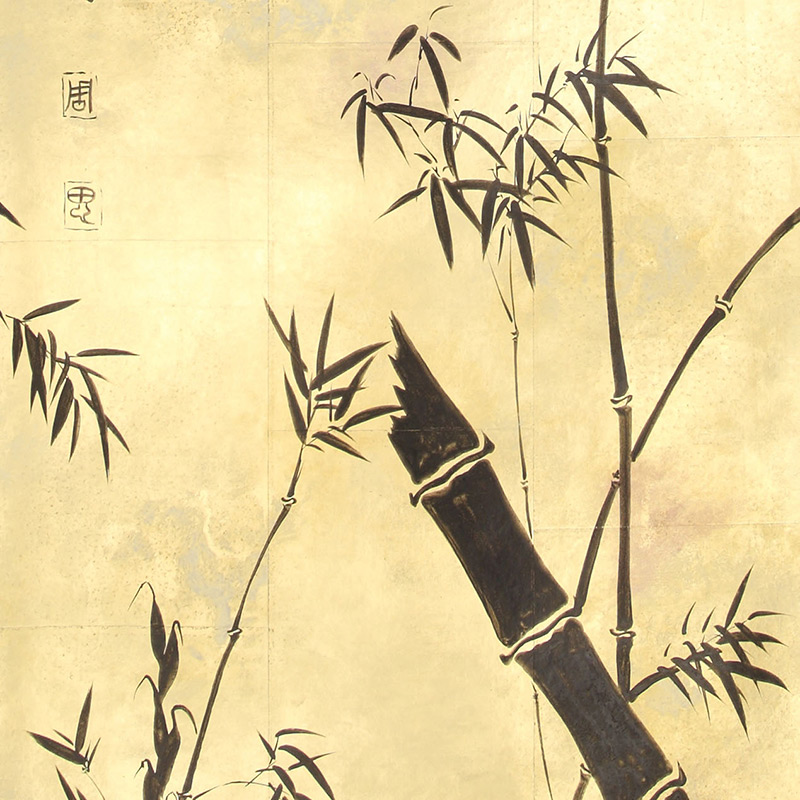 Обои ручная роспись Bamboo Quicksilver on Warm Gold gilded tea paper Обои ручная роспись Bamboo Quicksilver on Warm Gold gilded tea paper в Барнауле | Loft Concept