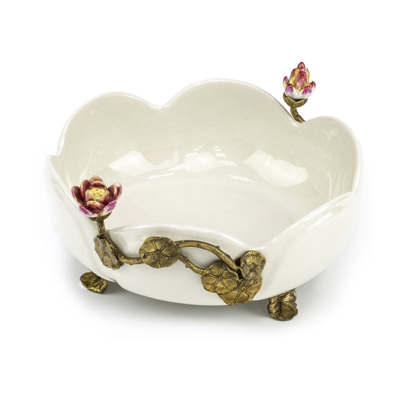Блюдо Dish White Flower Бронза Белый Блюдо Dish White Flower Бронза Белый в Барнауле | Loft Concept