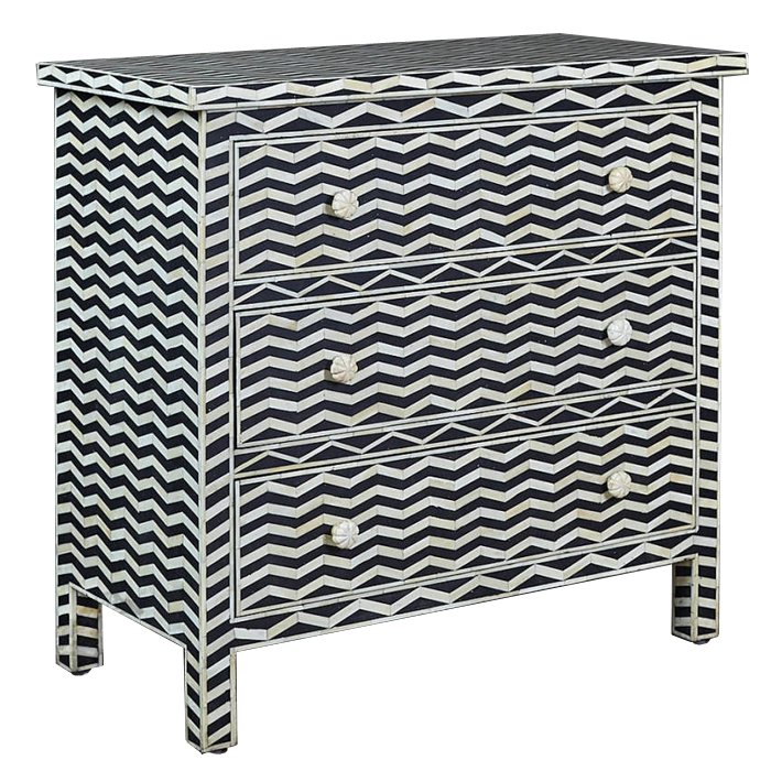 Комод инкрустация костью Inlaid Bone Chevron Белый Черный Комод инкрустация костью Inlaid Bone Chevron Белый Черный в Барнауле | Loft Concept