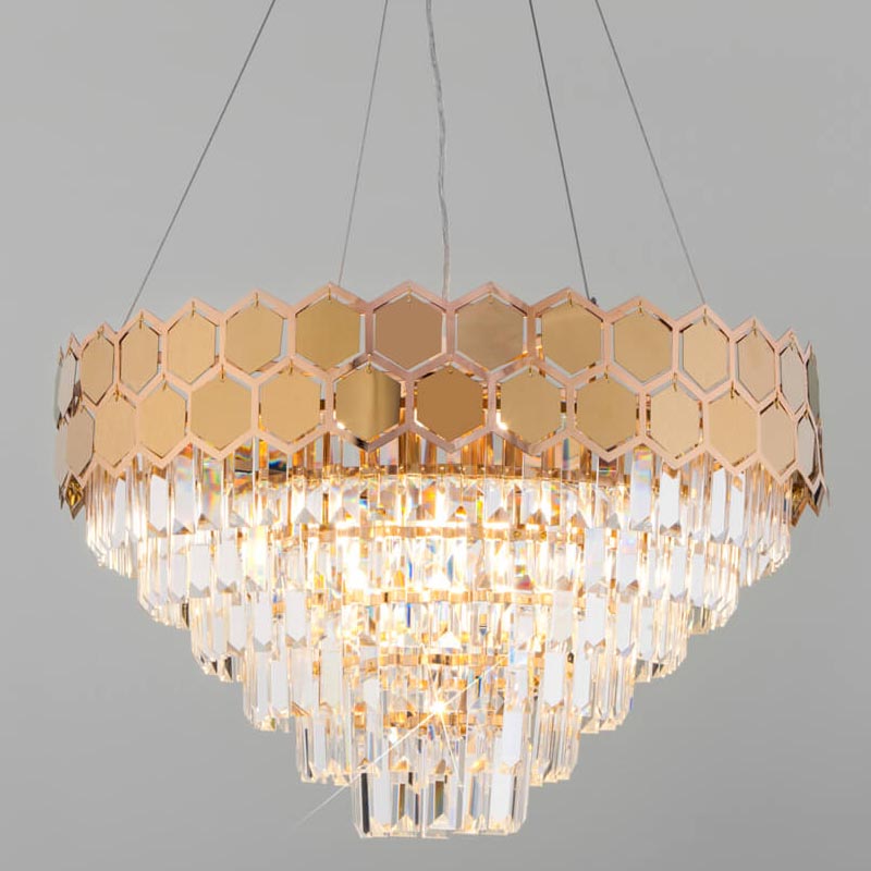 Люстра Hanging Hexagon Moira Chandelier gold Прозрачный (Transparent) Золотой Люстра Hanging Hexagon Moira Chandelier gold Прозрачный (Transparent) Золотой в Барнауле | Loft Concept