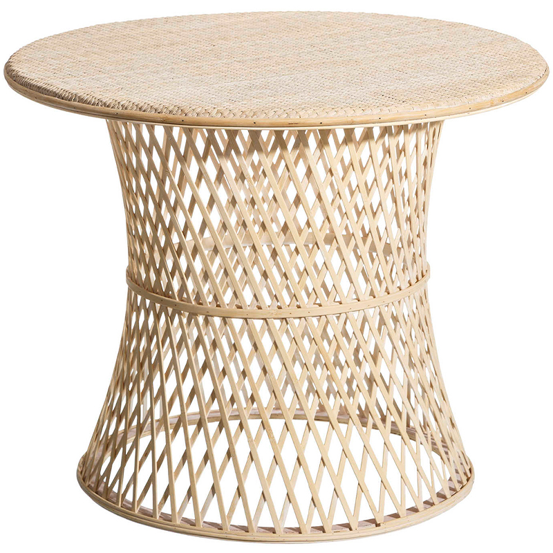 Круглый приставной стол из бамбука Woven Bamboo Side Table Бежевый Круглый приставной стол из бамбука Woven Bamboo Side Table Бежевый в Барнауле | Loft Concept