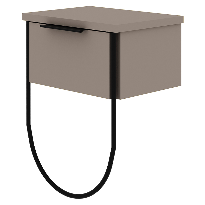 Прикроватная тумба бежево-серого цвета с откидной дверцей NORFOLK NIGHTSTAND LIGHT MOCHA Бежево-серый Черный Прикроватная тумба бежево-серого цвета с откидной дверцей NORFOLK NIGHTSTAND LIGHT MOCHA Бежево-серый Черный в Барнауле | Loft Concept