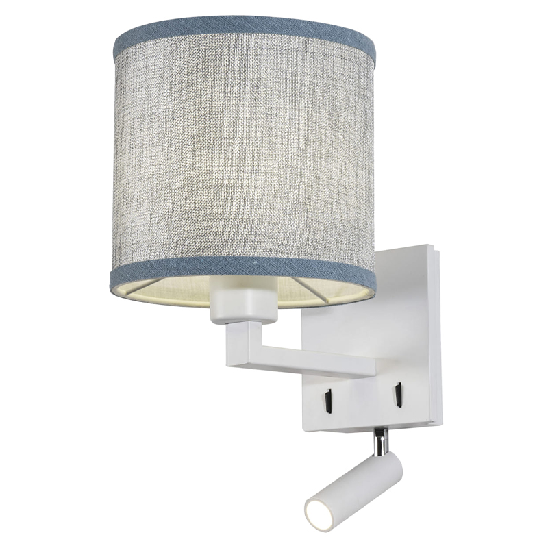Бра с абажуром и поворотным спотом Trumpet Lamp White Серый Белый Бра с абажуром и поворотным спотом Trumpet Lamp White Серый Белый в Барнауле | Loft Concept
