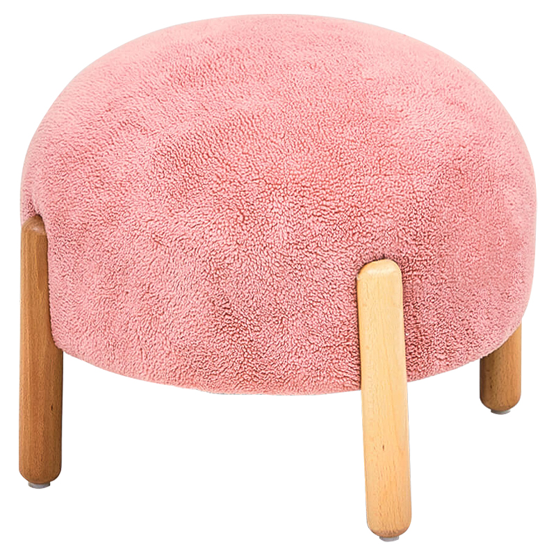 Пуф круглый на деревянных ножках Ralfie Pouf Pink Розовый Древесина в Барнауле | Loft Concept 