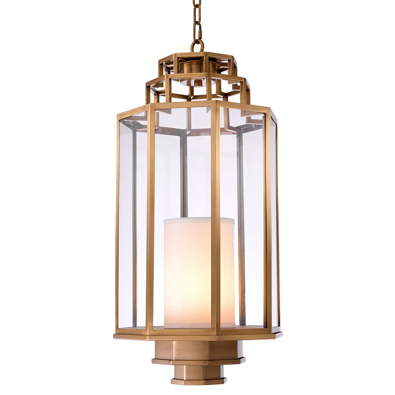 Подвесной светильник Eichholtz Lantern Monticello M Прозрачное Стекло Латунь Белый в Барнауле | Loft Concept 