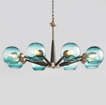 Люстра Thalia chandelier Blue glass Золотой Светло-голубой Черный Люстра Thalia chandelier Blue glass Золотой Светло-голубой Черный в Барнауле | Loft Concept