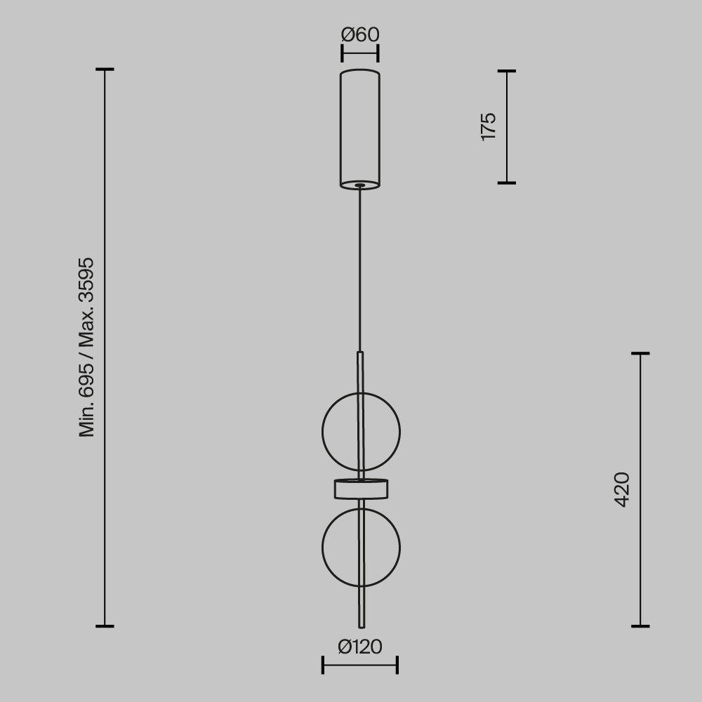 Подвесной светильник с плафоном из стекла с зеркальным градиентом Double Moon в Барнауле