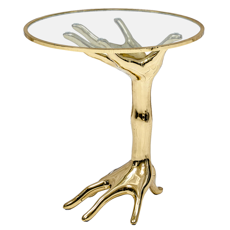Приставной стол Amalia Hand Side Table Глянцевое золото Прозрачное Стекло Приставной стол Amalia Hand Side Table Глянцевое золото Прозрачное Стекло в Барнауле | Loft Concept