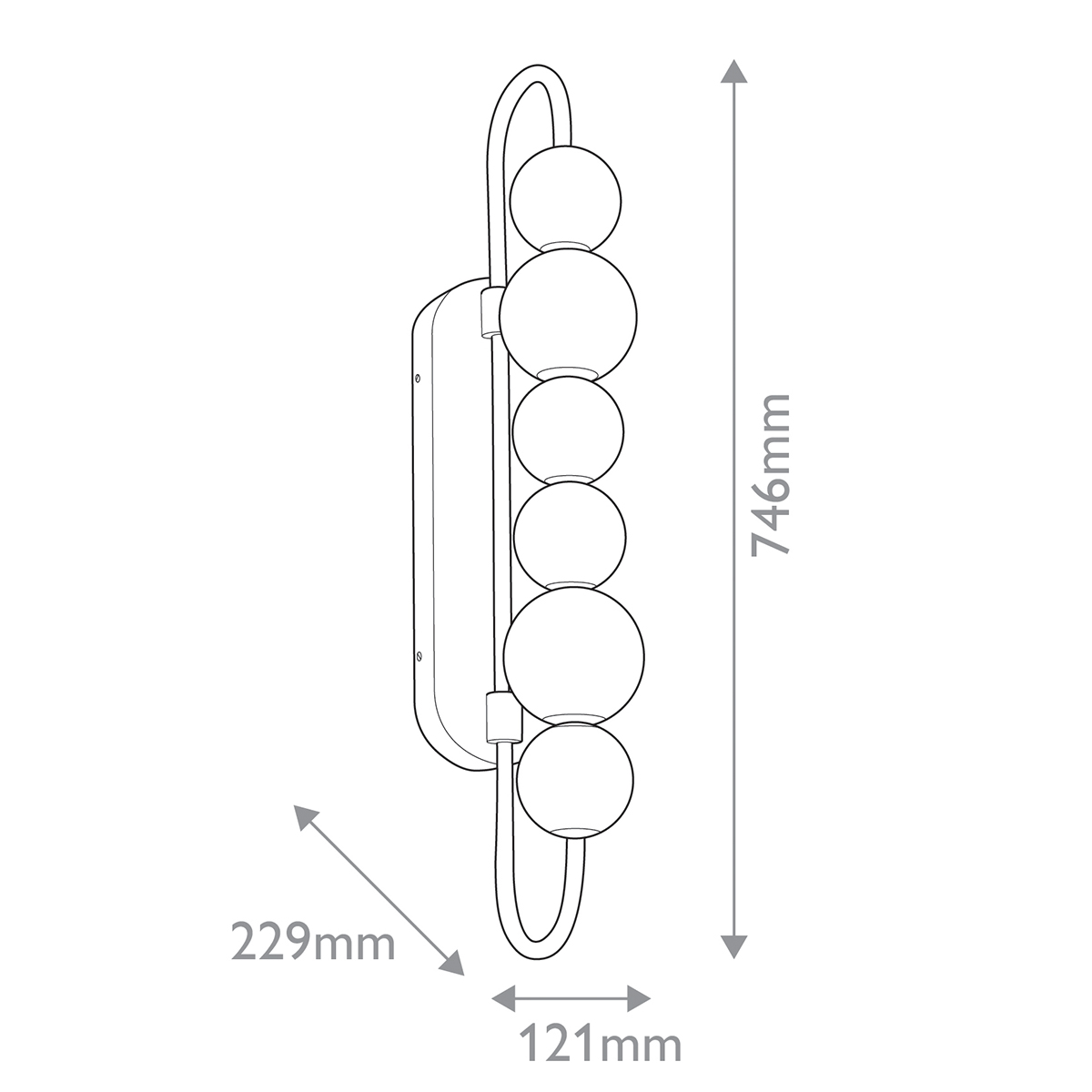 Бра цвета латунь с 6-ю рифлеными плафонами шаровидной формы Alora в Барнауле