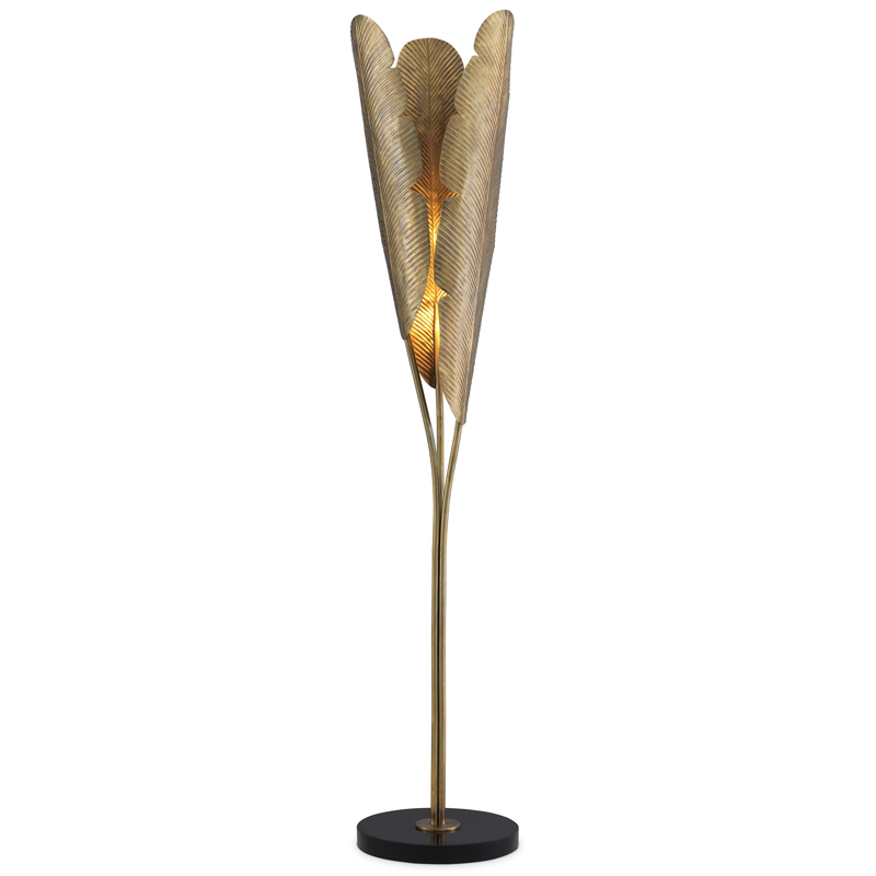 Торшер Eichholtz Floor Lamp Plantain Винтажная латунь Черный Торшер Eichholtz Floor Lamp Plantain Винтажная латунь Черный в Барнауле | Loft Concept