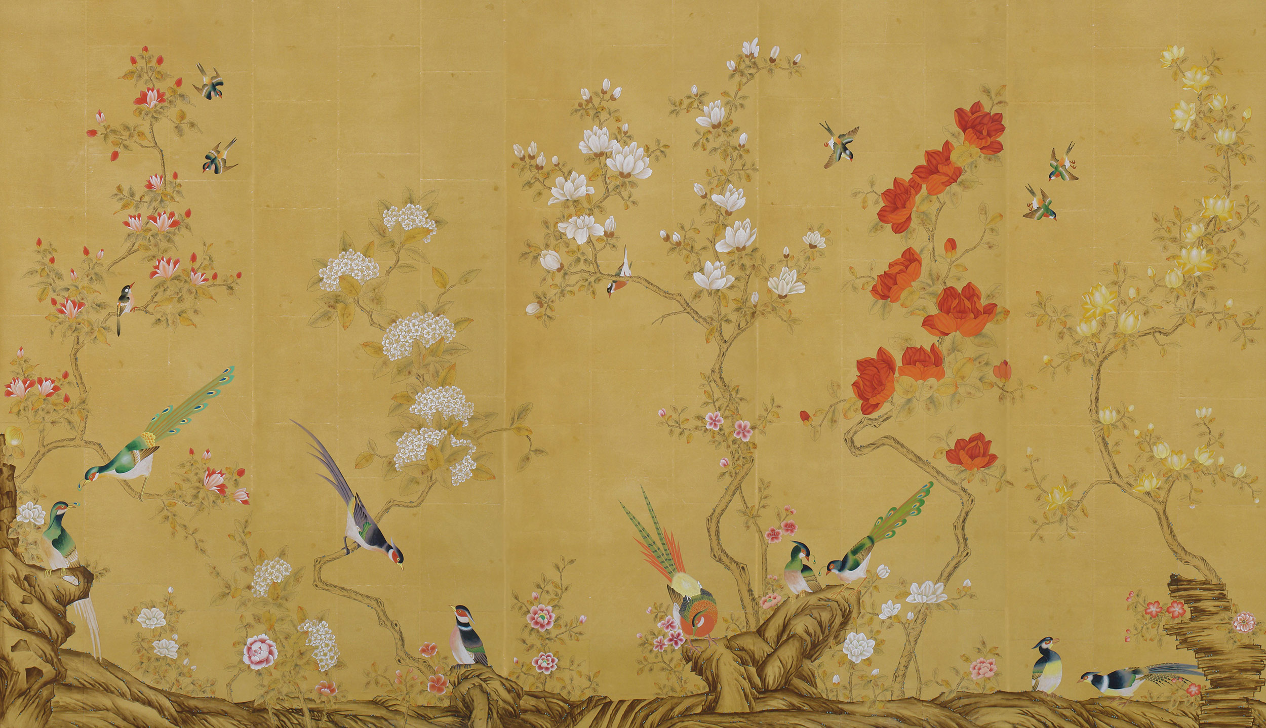 Обои шинуазри Japanese Garden Original colourway on Sienna Earth India tea paper Обои шинуазри Japanese Garden Original colourway on Sienna Earth India tea paper - постер Loft-Concept в Барнауле