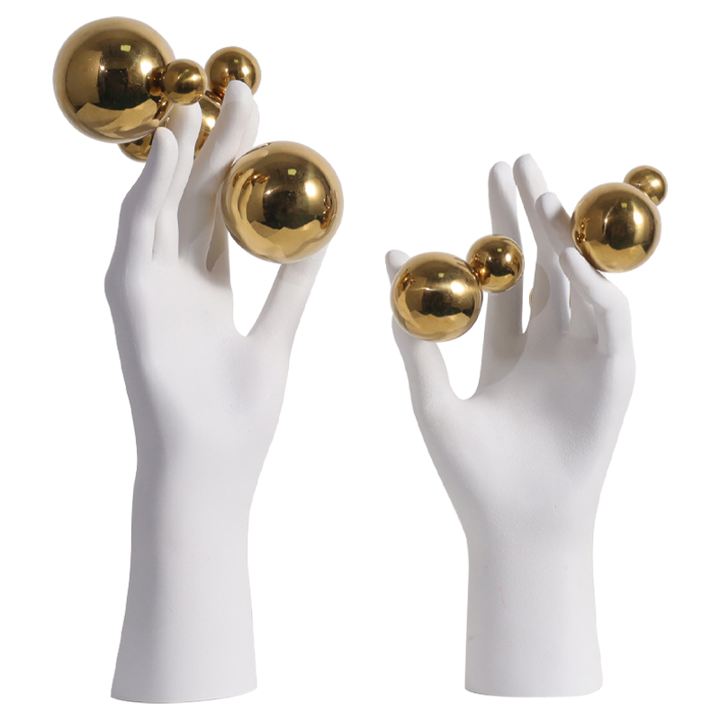 Декоративная статуэтка Hand with Spheres Statuette Белый Глянцевое золото Декоративная статуэтка Hand with Spheres Statuette Белый Глянцевое золото в Барнауле | Loft Concept