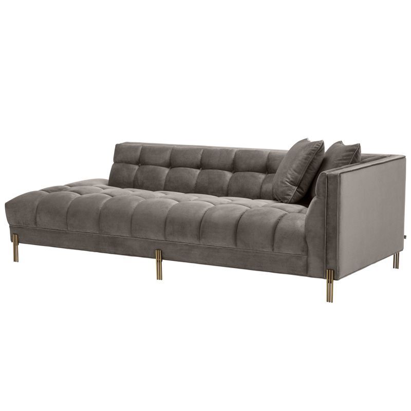 Кушетка Eichholtz Lounge Sofa Sienna Right Серый Матовая латунь Кушетка Eichholtz Lounge Sofa Sienna Right Серый Матовая латунь в Барнауле | Loft Concept