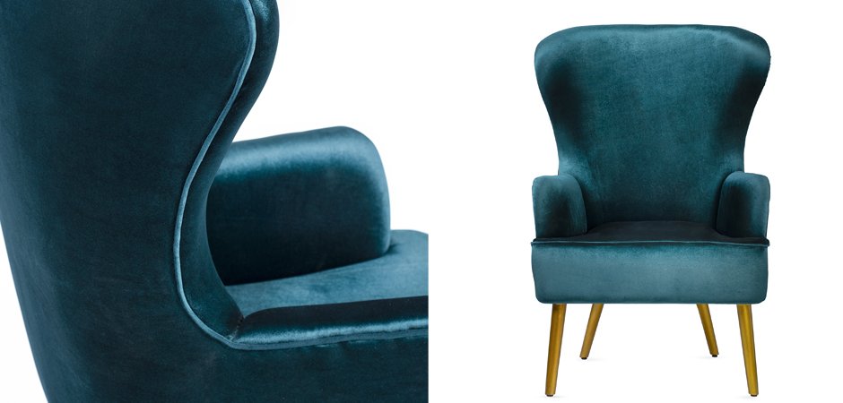 Кресло Wingback Dining Chair turquoise velor Кресло Wingback Dining Chair turquoise velor - Loft-Concept в Барнауле