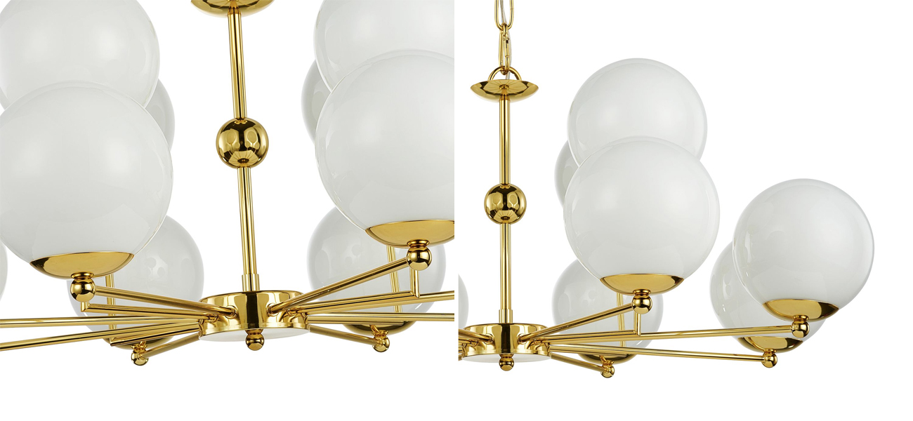 Люстра с белыми плафонами из выдувного стекла Amuse D83 см - фото