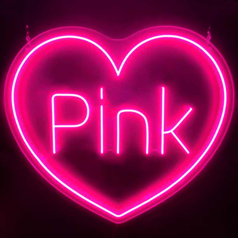 Неоновая настенная лампа Pink Heart Neon Wall Lamp Розовый Прозрачный Неоновая настенная лампа Pink Heart Neon Wall Lamp Розовый Прозрачный в Барнауле | Loft Concept