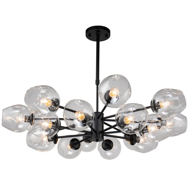 Люстра Branching Bubble Chandelier black 16 Черный Прозрачный Люстра Branching Bubble Chandelier black 16 Черный Прозрачный в Барнауле | Loft Concept