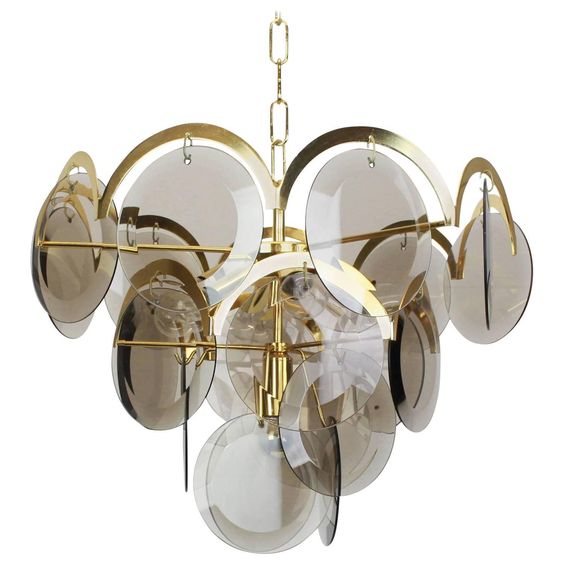 Люстра 1960S VISTOSI SMOKED GLASS DISC CHANDELIER Золотой Стекло Смок Люстра 1960S VISTOSI SMOKED GLASS DISC CHANDELIER Золотой Стекло Смок в Барнауле | Loft Concept