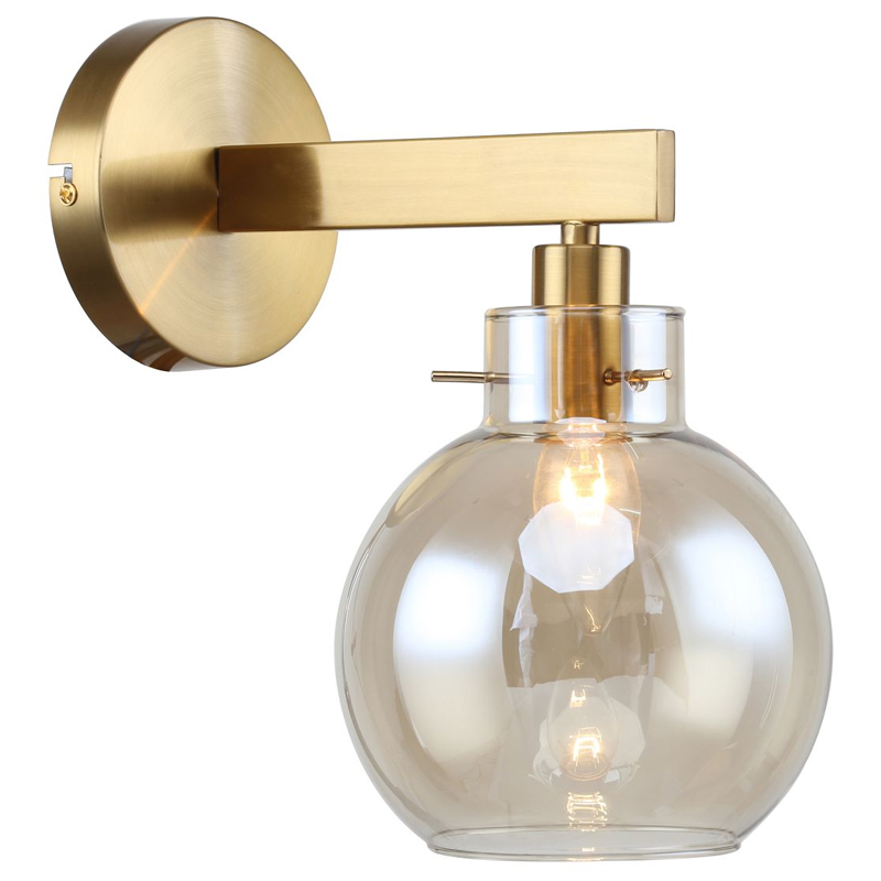 Бра с плафоном коньячного цвета Carmella Globe Brass Латунь Коньяк Бра с плафоном коньячного цвета Carmella Globe Brass Латунь Коньяк в Барнауле | Loft Concept